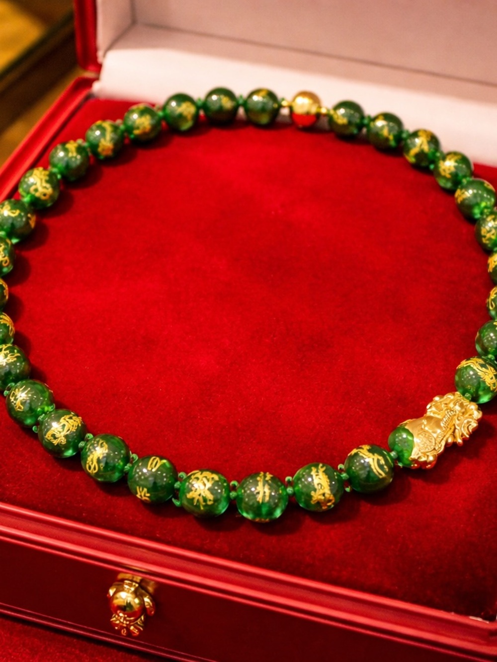 Green Jade Jadeite Dragon Carved Pixiu Gold Over 925 Silver